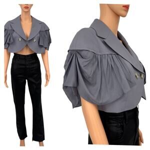 bebe Gray Draped Sleeve Blazer